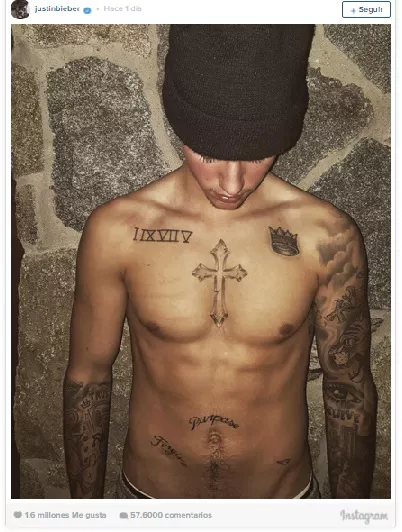 Justin aparece ligerito de ropa en Instagram