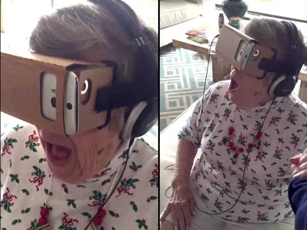 Esta anciana alucina con las gafas de realidad virtual