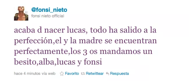 Fonsi Nieto y Alba Carrillo ya son papá y mamá Fonsi Nieto y Alba Carrillo ya son papá y mamá