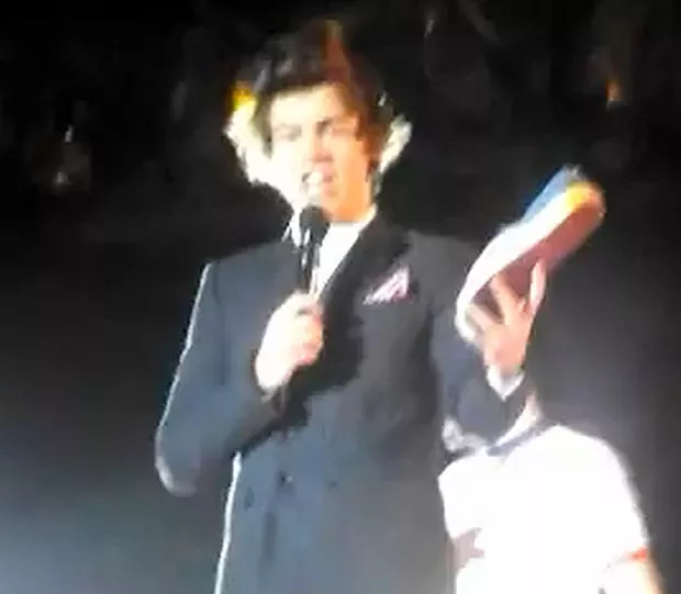 Harry Styles golpeado en el paquete por el zapato de una fan