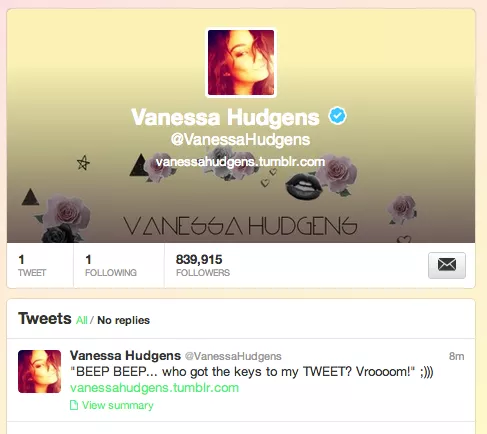 Vanessa Hudgens se ha hecho una cuenta personal de Twitter