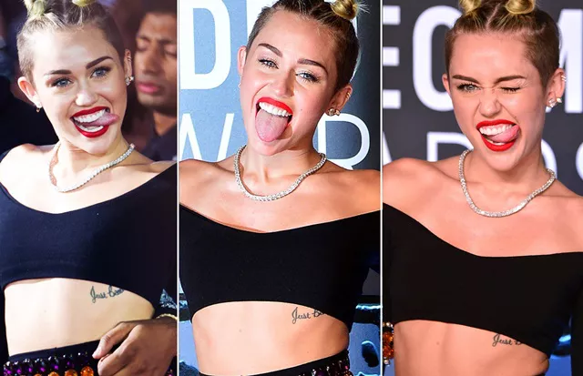 miley cyrus asegura su lengua