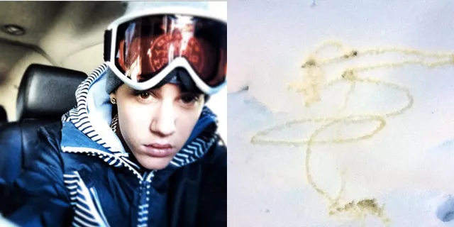 justin bieber orina en la nieve