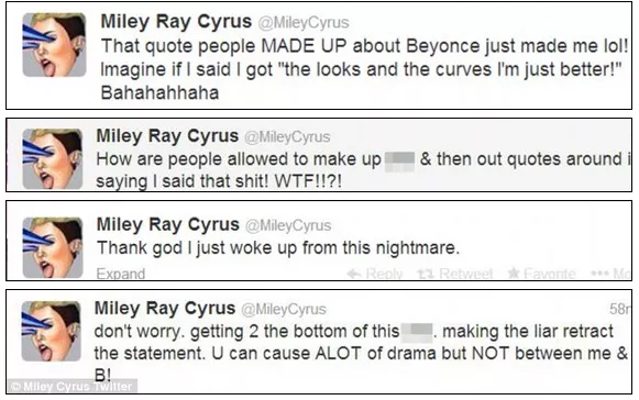 tweets de miley insultos Beyonce