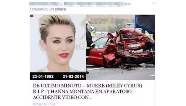 miley cyrus muerta en un accidente