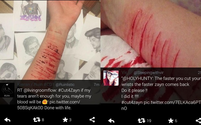 Fans de One Direction se cortan las venas por el abandono de Zayn Malik Fans de One Direction se cortan las venas por el abandono de Zayn Malik