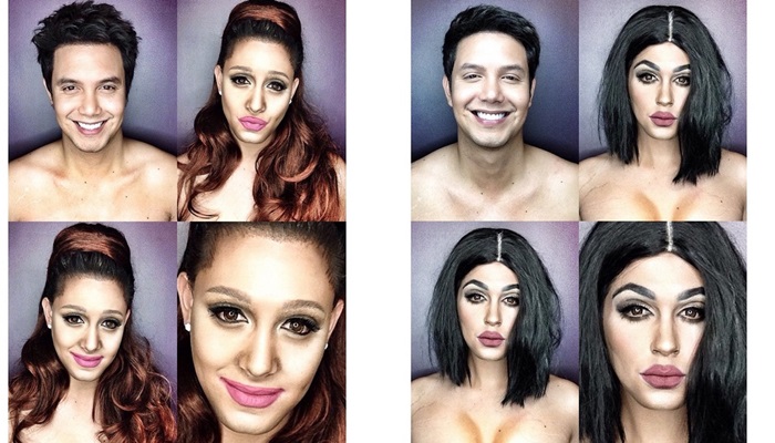 Hombre se convierte en mujeres famosas con maquillaje Hombre se convierte en mujeres famosas con maquillaje