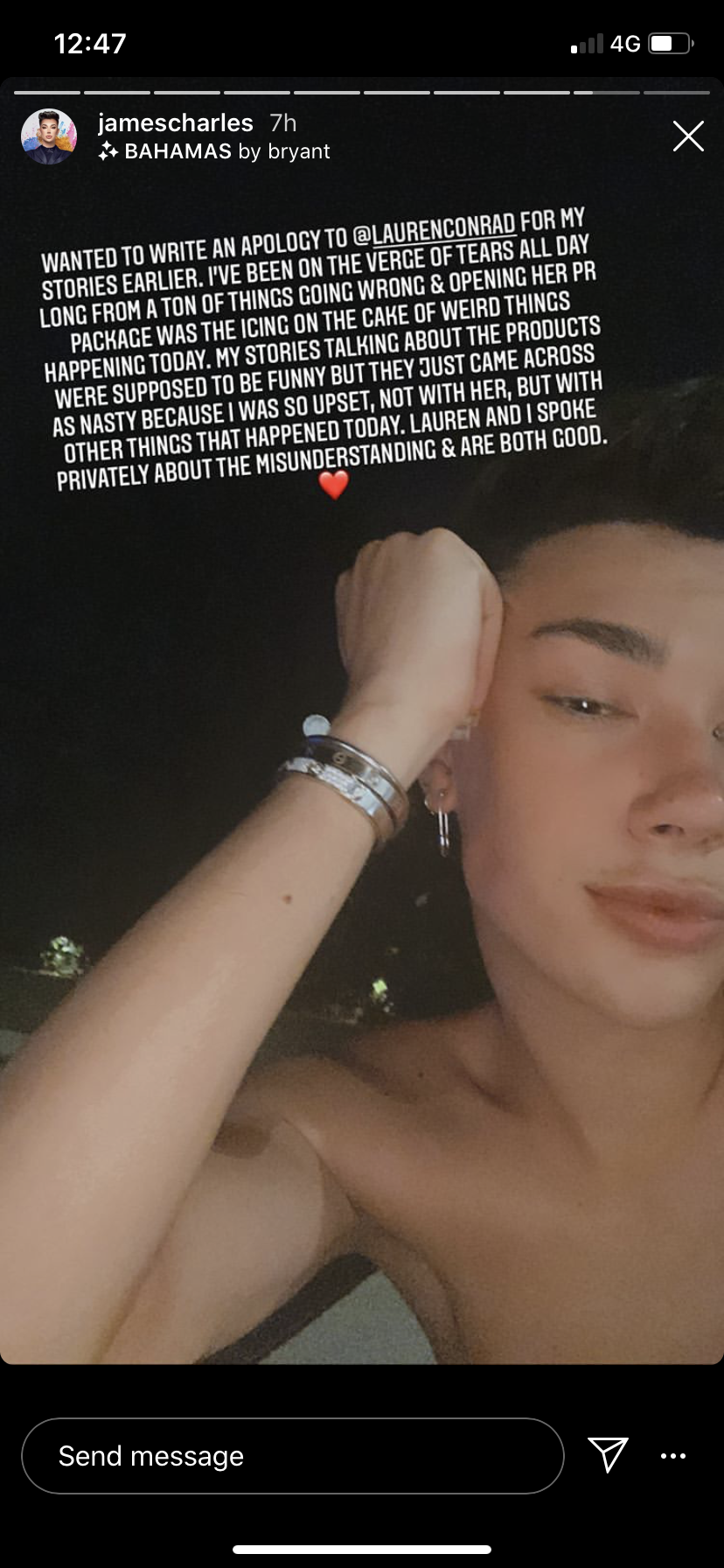 James Charles acaba de romper la línea de maquillaje de Lauren Conrad, y se disculpó por ello.