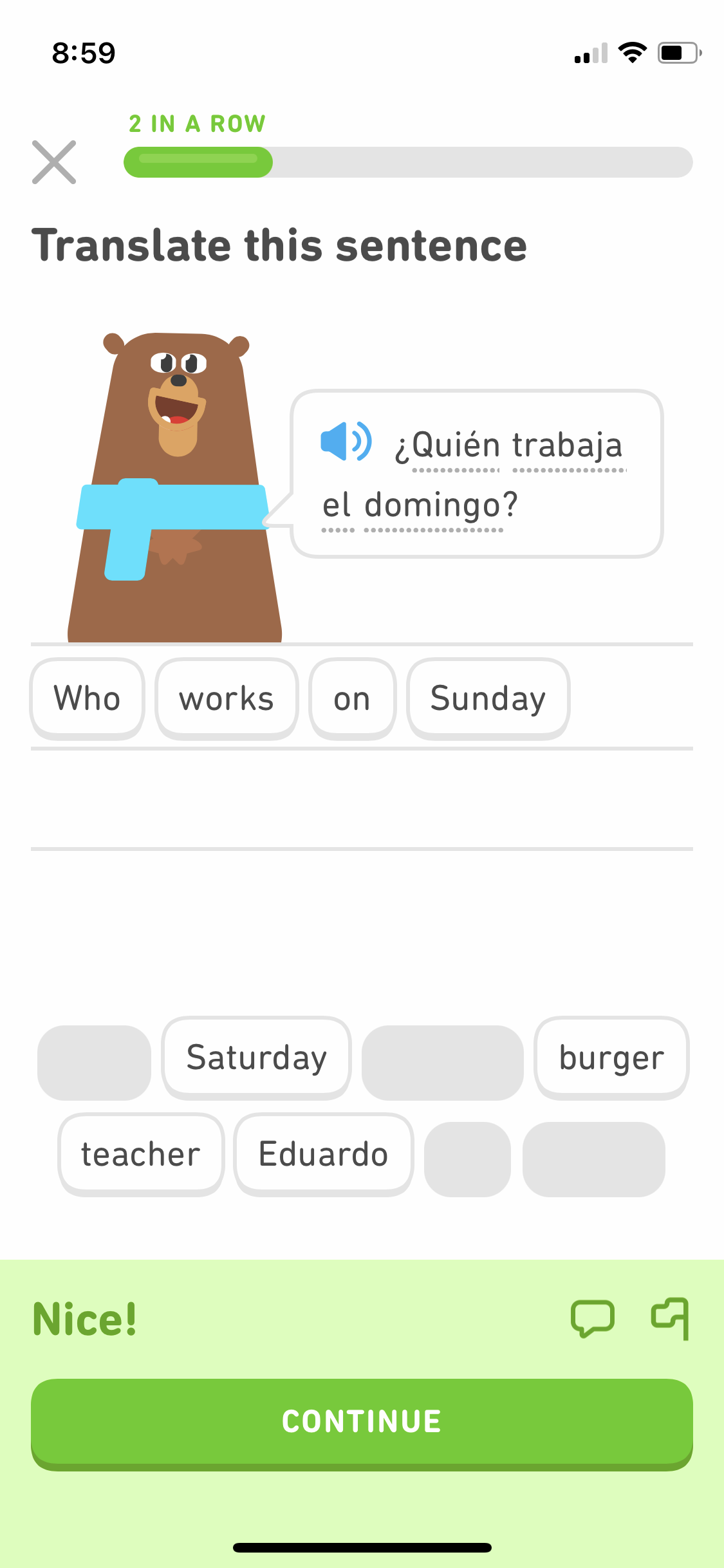 Una revisión de Aprender español en Duolingo