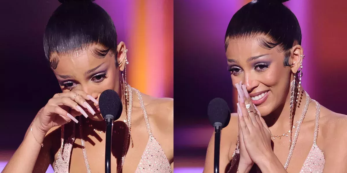 Doja Cat rompe a llorar al aceptar su primer Grammy