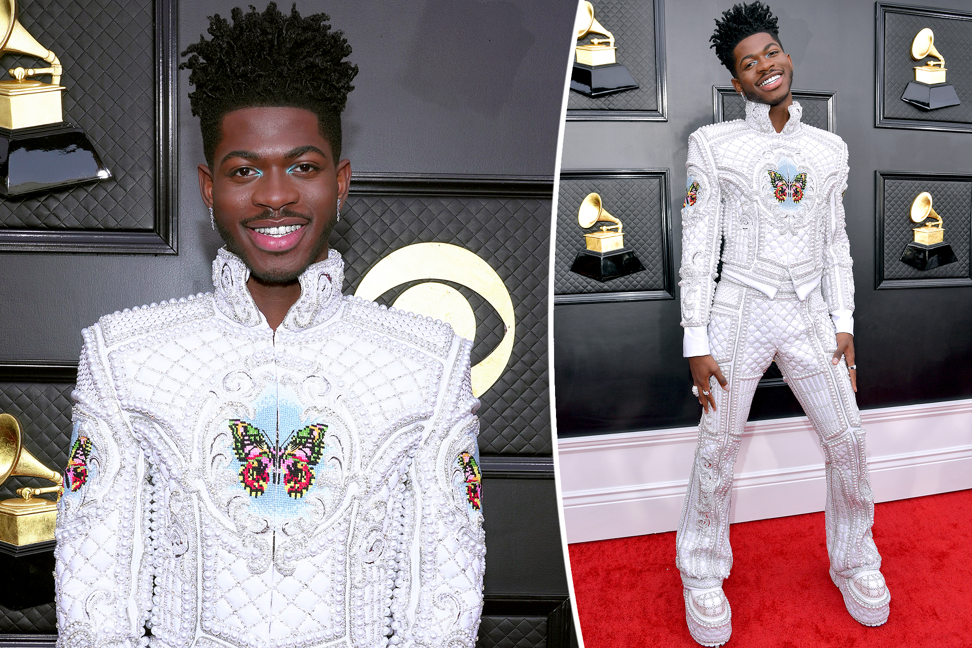 Lil Nas X viste un traje identico al que usó Kim Kardashian en los Grammys 2022