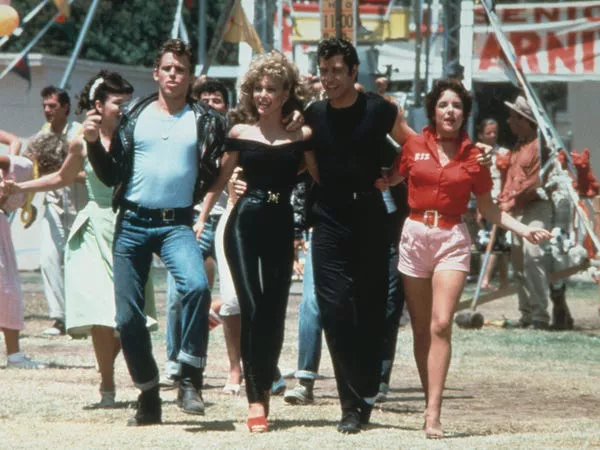 Jeff Conaway, Olivia Newton-John, John Travolta, y Stockard Channing en 'Grease'.