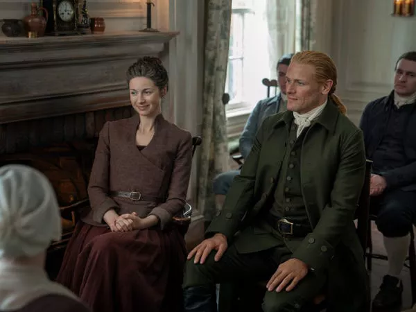 Sam Heughan as Jamie Fraser and Caitríona Balfe as Claire Fraser in 'Outlander' season seven. Starz