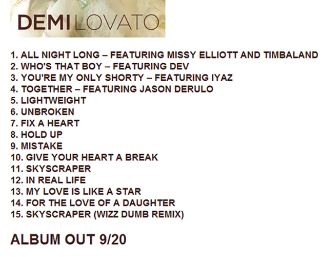 La lista de canciones de “Unbroken” de Demi Lovato La lista de canciones de “Unbroken” de Demi Lovato